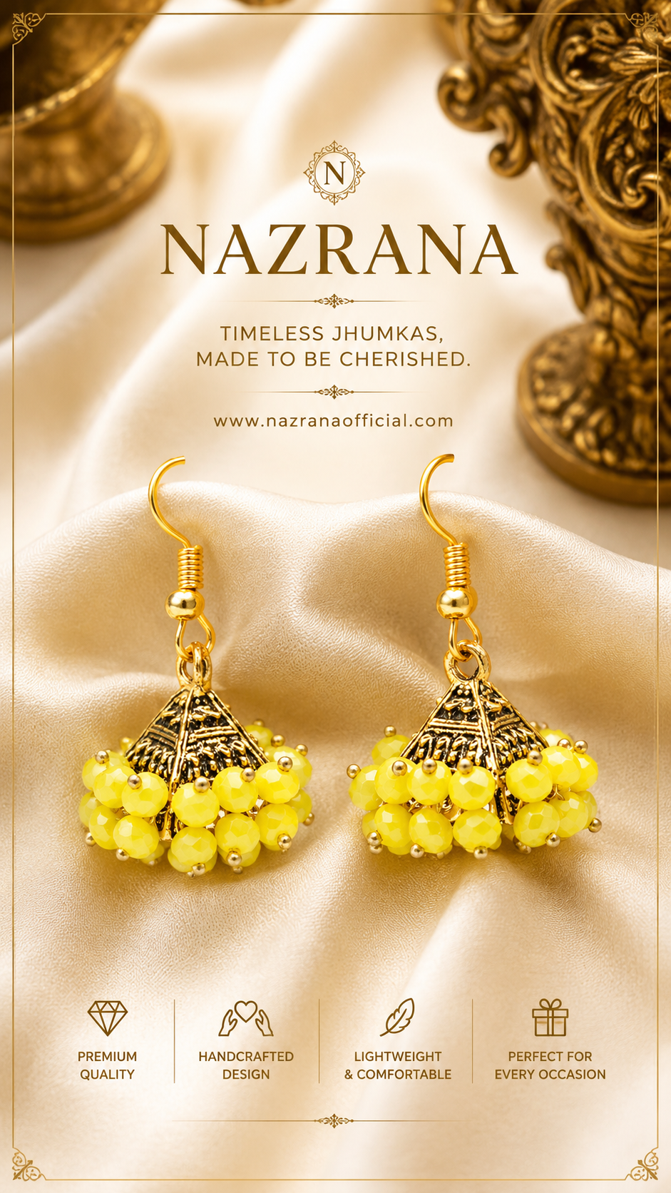 Sunshine Yellow Jhumka Festive Earrings