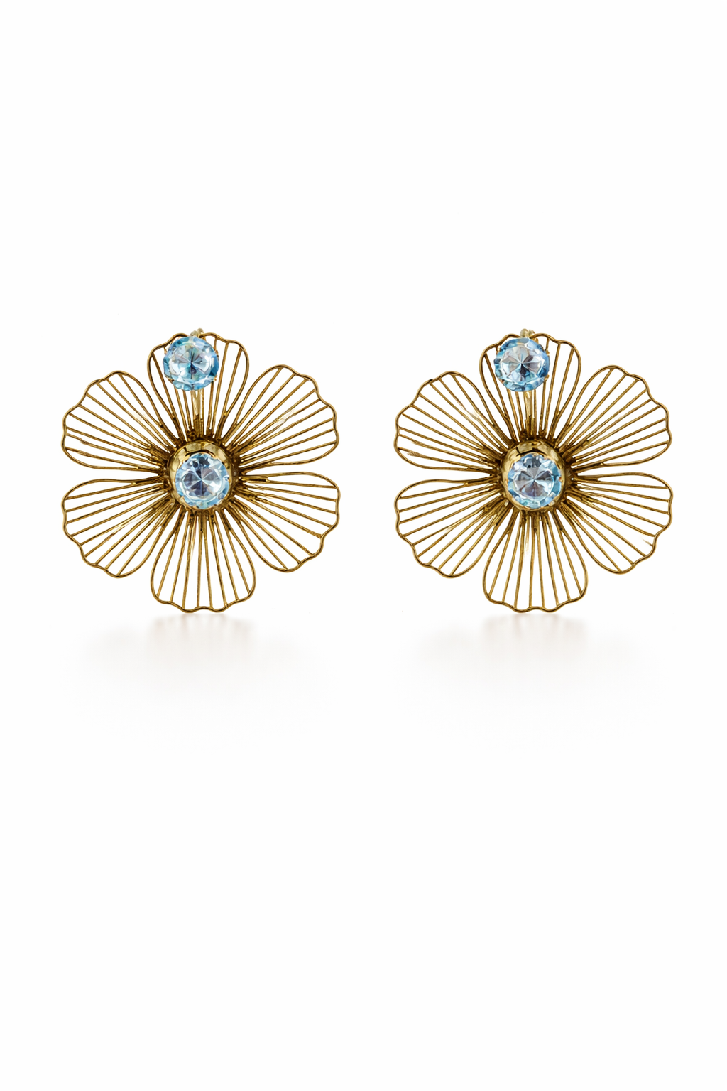 Golden Phool Crystal Floral Stud Earrings