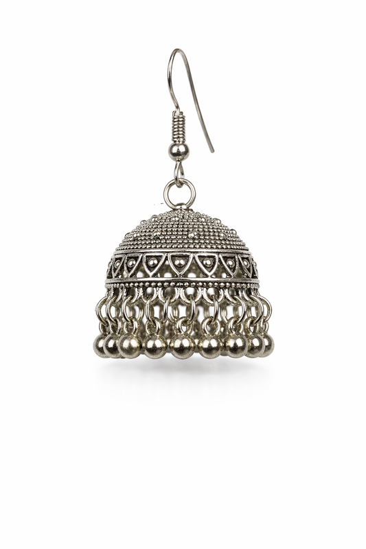 Mehbooba Heavy Silver Jhumka Earrings