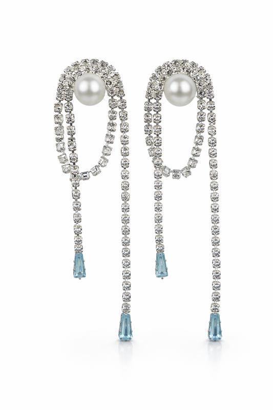 Moonfall Sitara Pearl & Crystal Drop Earrings