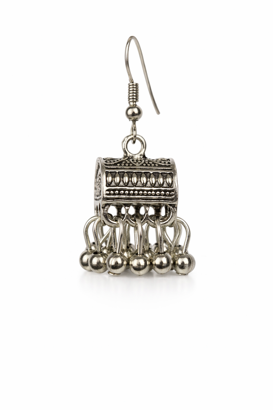 Naz o Nakhra Silver Jhumka Earrings