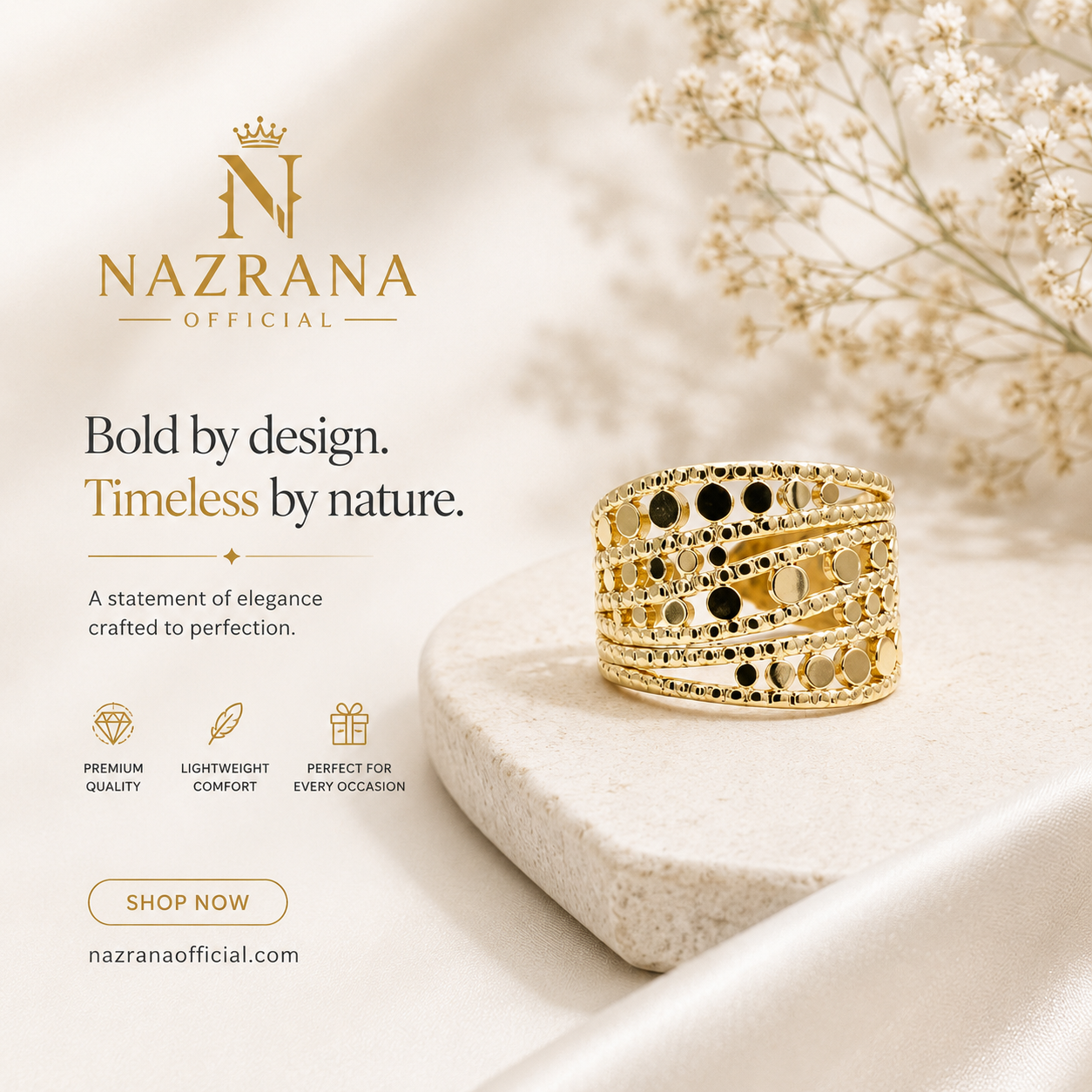 Nazrana Luxe Mosaic Gold Ring