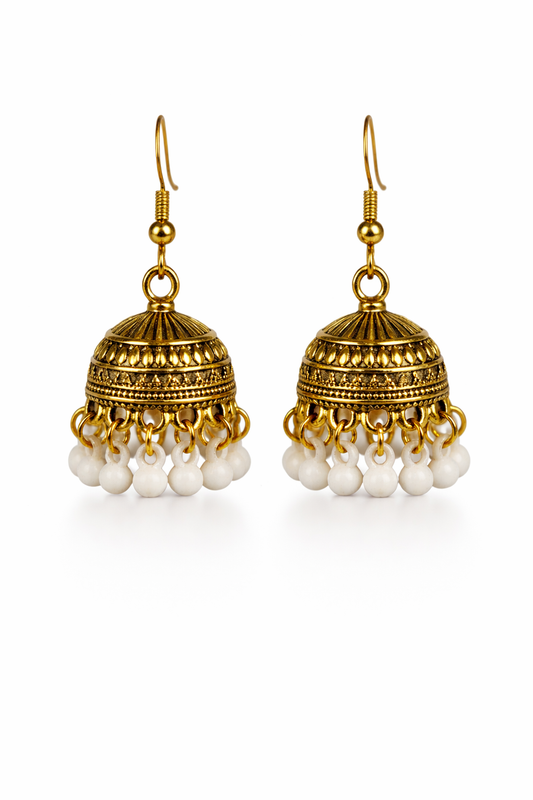 Safaid Ishq Pearl Gold Jhumka Earrings