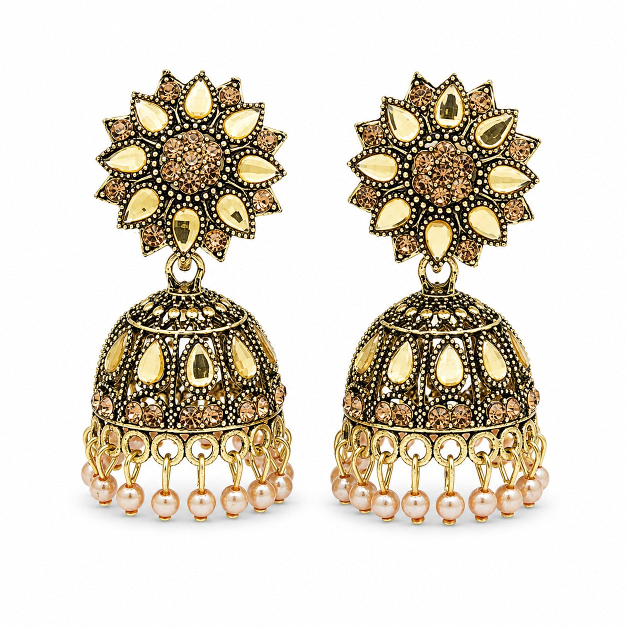 Champagne Jhumka Floral Dome