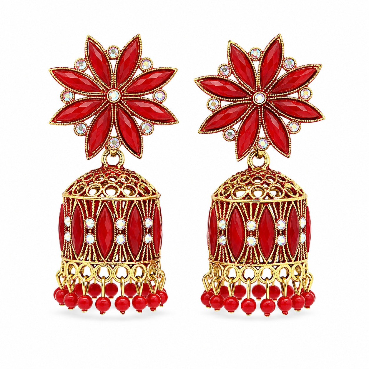 Red Jhumka Floral Bloom