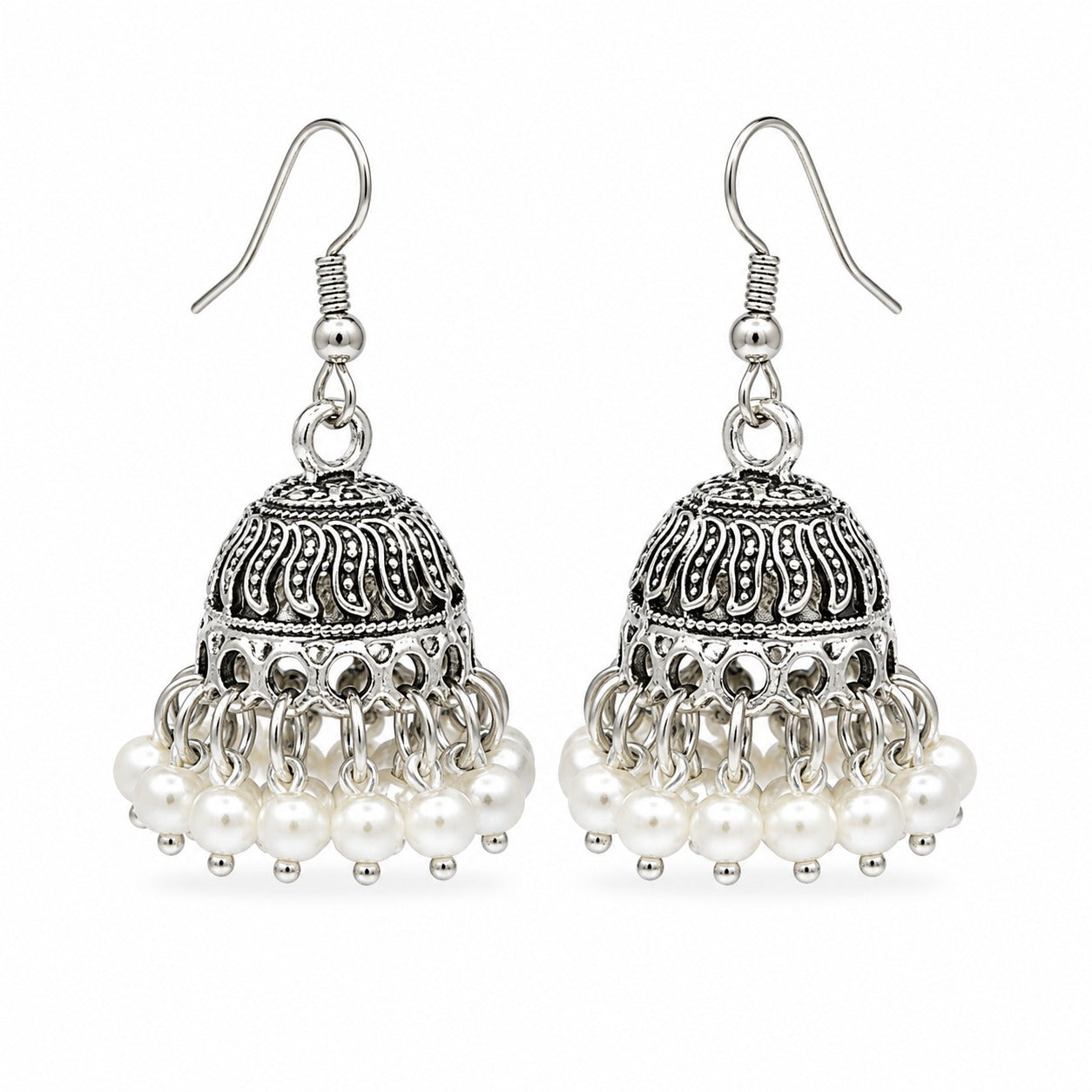 Silver Jhumka Pearl Charm