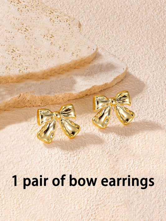 2-12pcs Fashionable Leaf Texture, 5-Petal Flower, Twisted Round Flower, Water Drop, Butterfly Knot, Symmetrical Flower Stud Earrings, Suitable For Daily Life Or Party Wear, Great Gift For Friends And Family