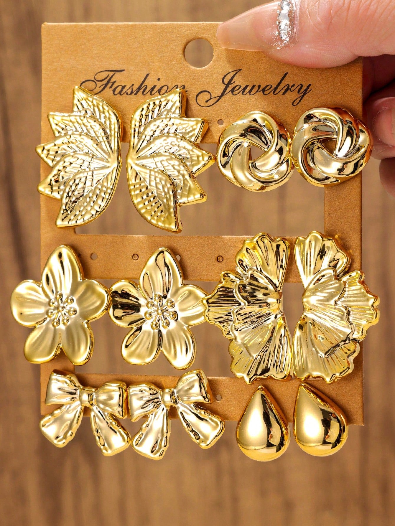 2-12pcs Fashionable Leaf Texture, 5-Petal Flower, Twisted Round Flower, Water Drop, Butterfly Knot, Symmetrical Flower Stud Earrings, Suitable For Daily Life Or Party Wear, Great Gift For Friends And Family