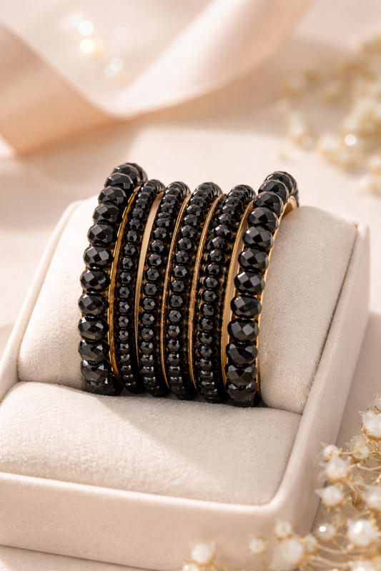 Handcrafted Swarovski Black Crystal Statement Bangle