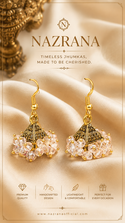 Blush Pink Jhumka Crystal Earrings