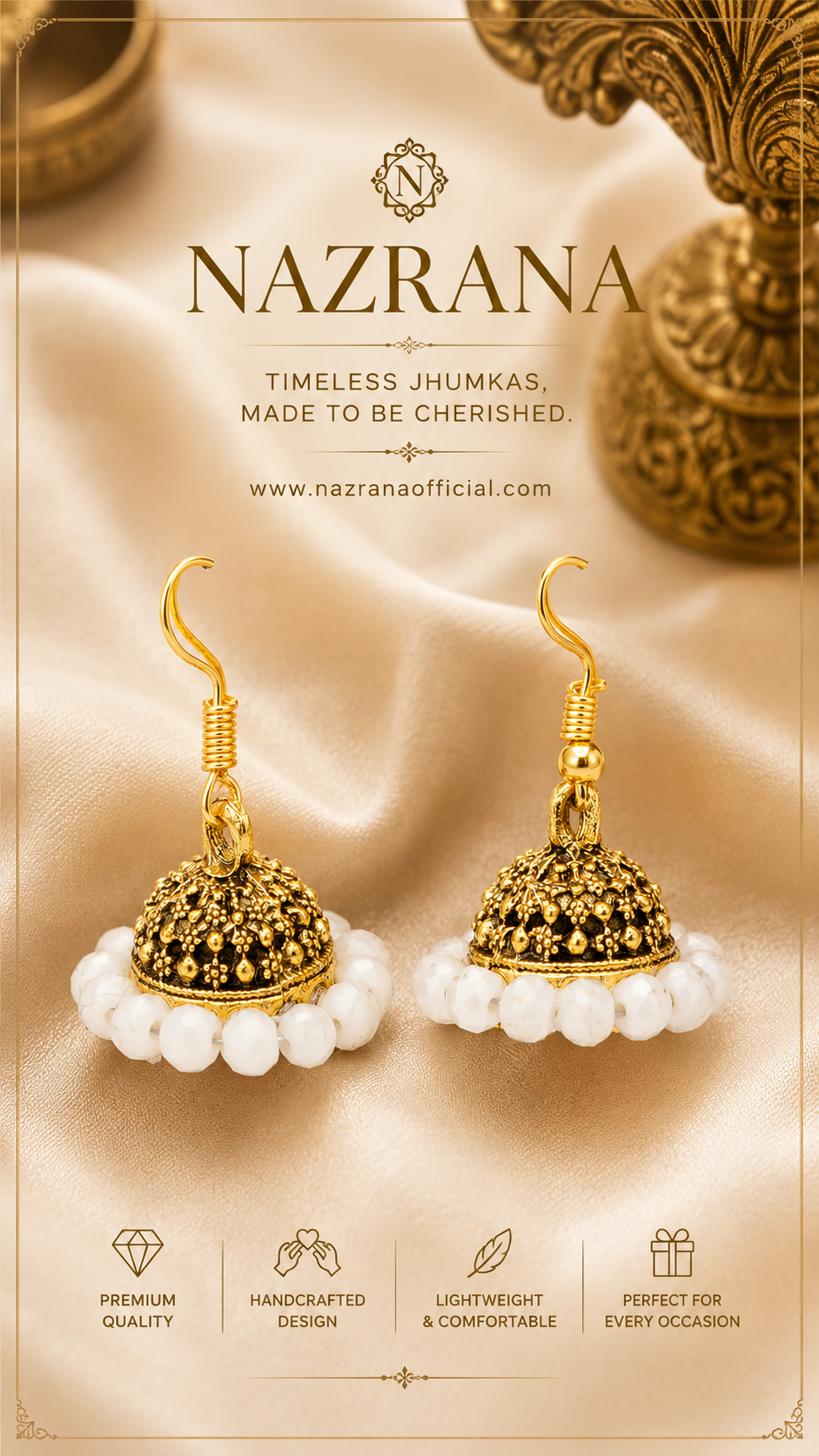 Pearl White Jhumka Classic Earrings