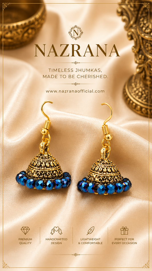 Royal Blue Jhumka Traditional Earrings