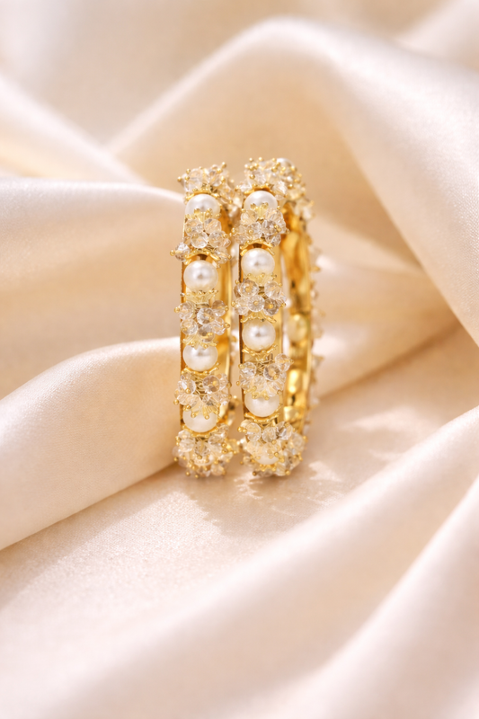 Elegant Pearl & Diamond Eternity Bands