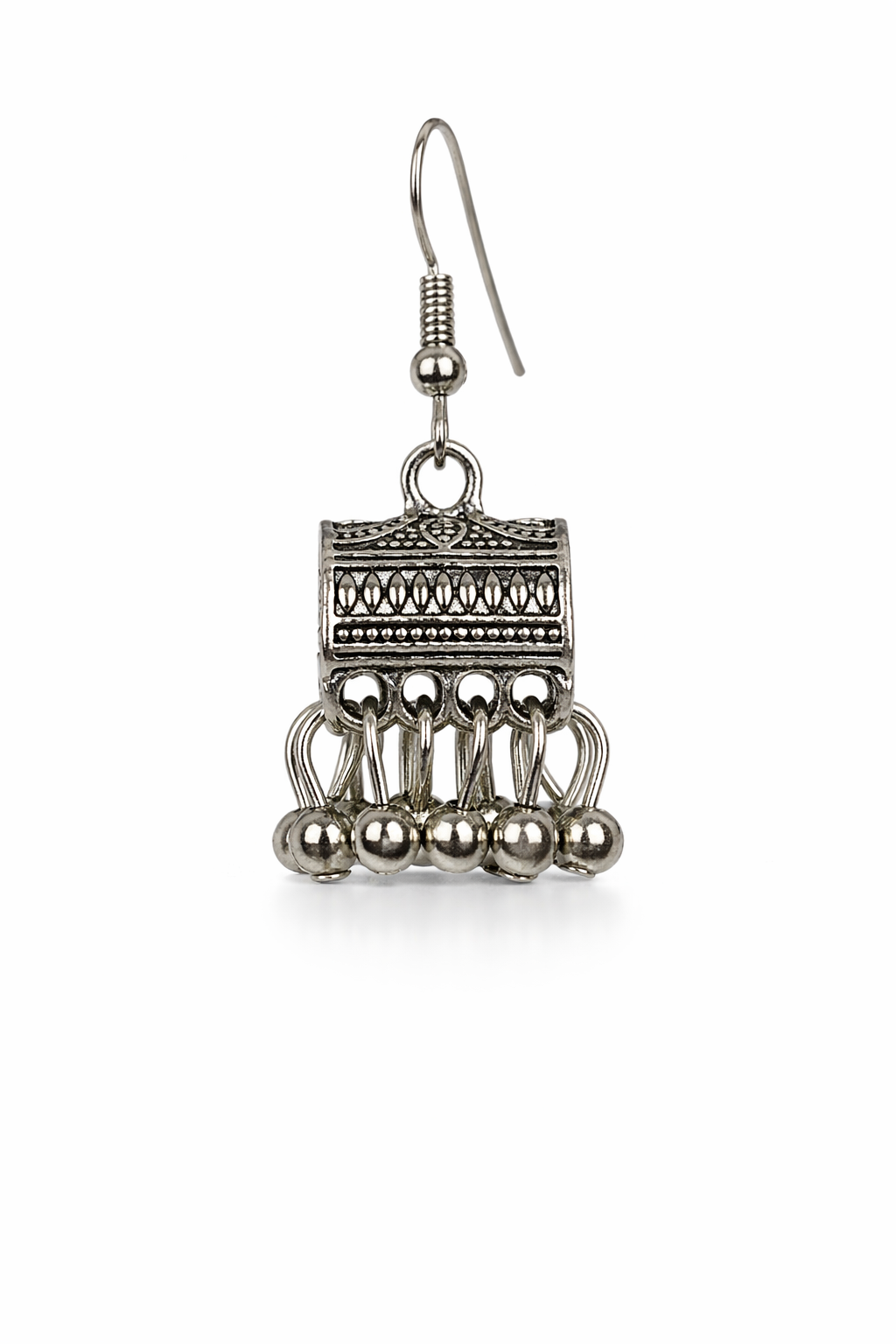 Dilruba Silver Ball Jhumka Earrings