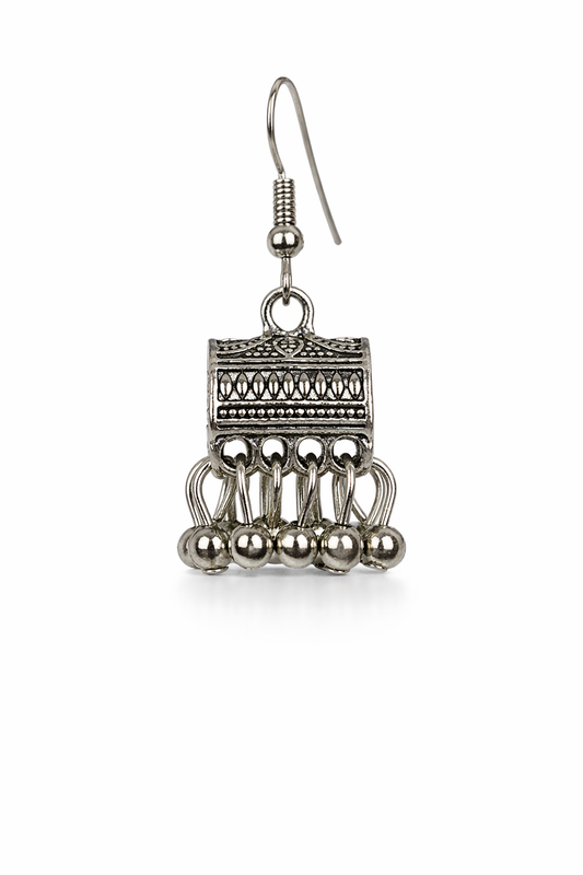 Dilruba Silver Ball Jhumka Earrings