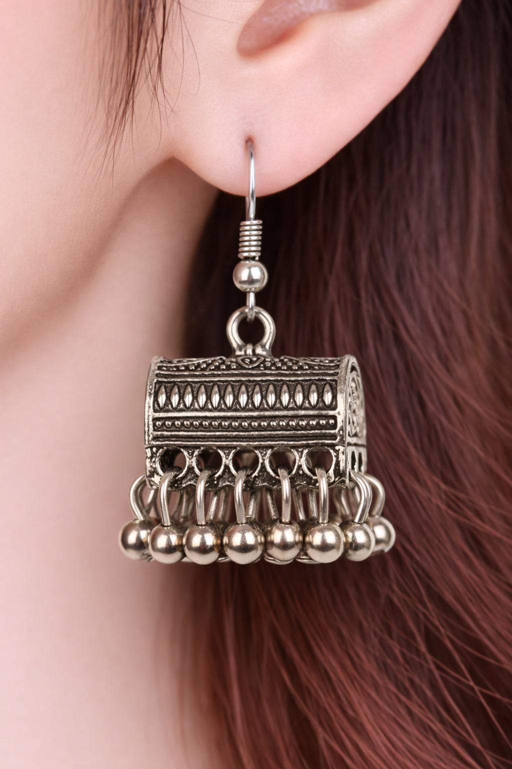 Shehnai Silver Jhumka Earrings