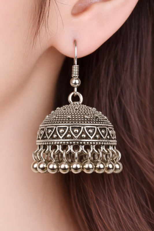 Mehbooba Heavy Silver Jhumka Earrings