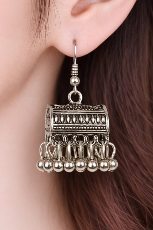 Naz o Nakhra Silver Jhumka Earrings