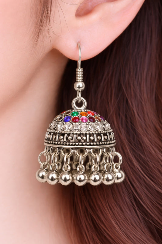 Nazakat-e-Rang Multicolor Silver Jhumka Earrings