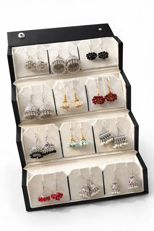 Jhumka Gift Box with 12 Jhumkis | Assorted Traditional Earrings Set