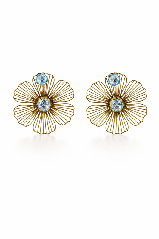 Golden Phool Crystal Floral Stud Earrings