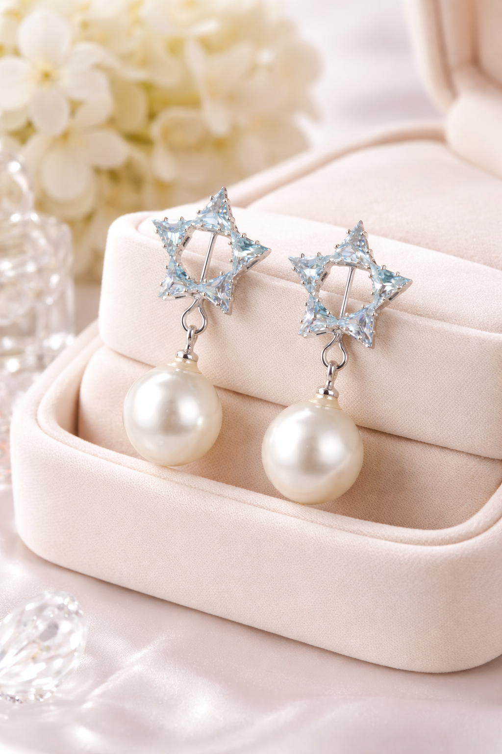 Ivory Starfall Pearl Drop Earrings