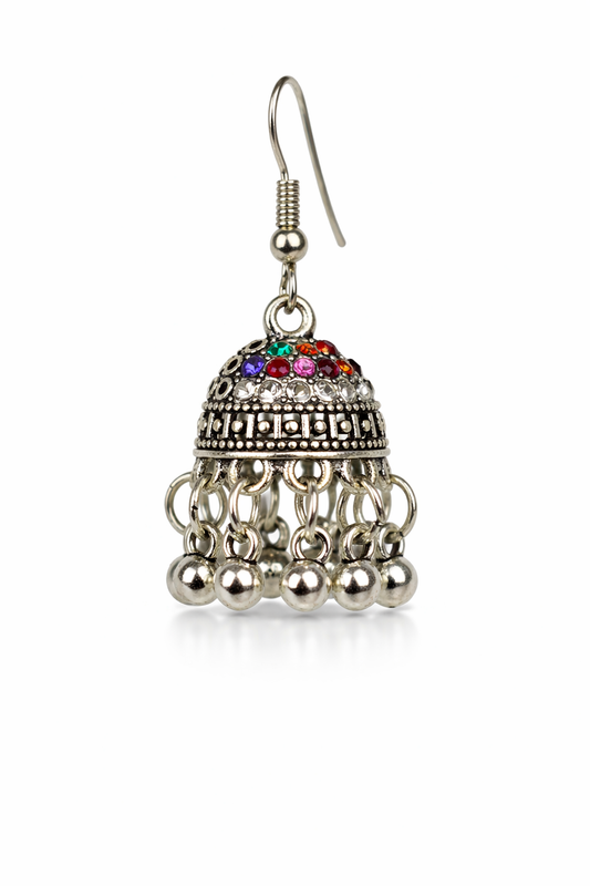 Nazakat-e-Rang Multicolor Silver Jhumka Earrings