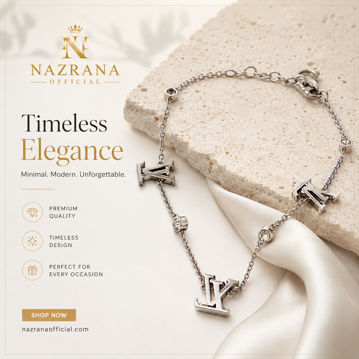 Nazrana Monogram Charm Bracelet
