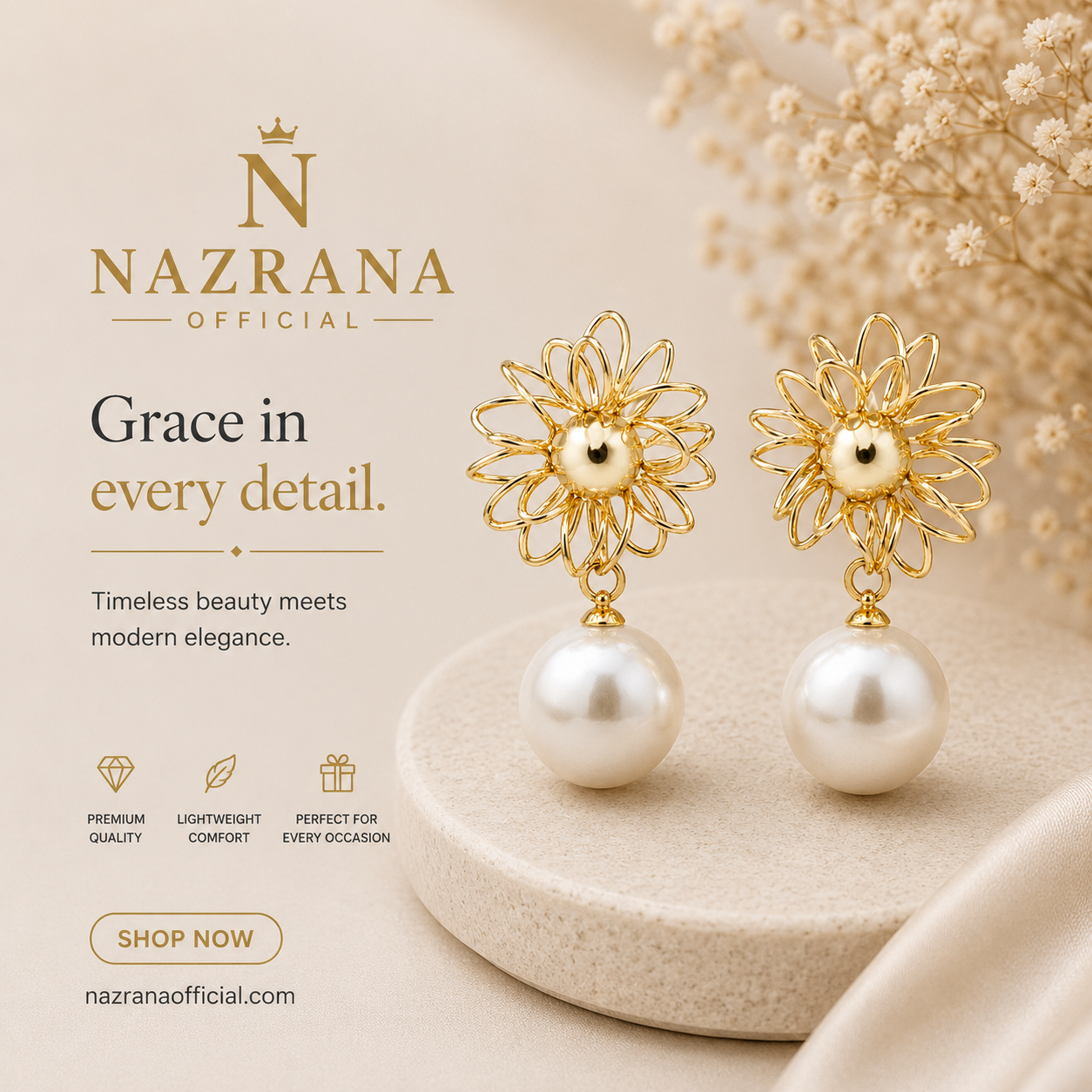 Nazrana Pearl Bloom Earrings