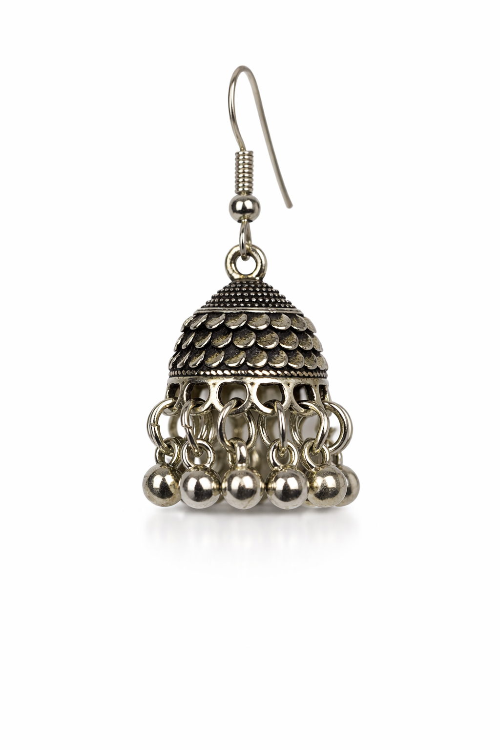 Noor-e-Qadeem Antique Silver Jhumka Earrings