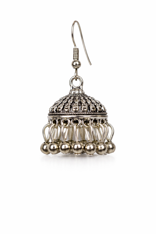 Raaz-e-Noor Silver Jhumka Earrings