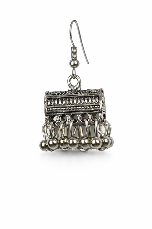 Shehnai Silver Jhumka Earrings