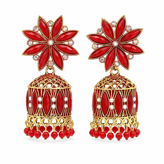 Red Jhumka Floral Bloom