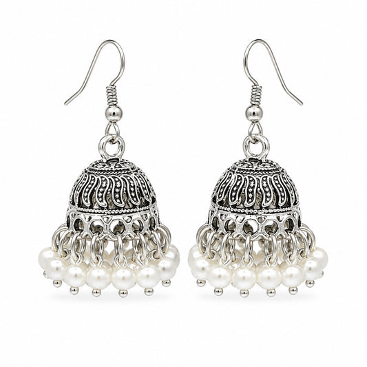 Silver Jhumka Pearl Charm
